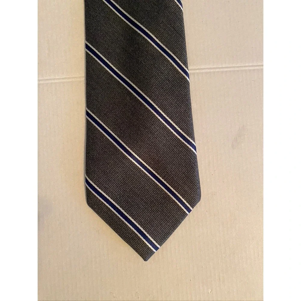 Jos. A. Bank Joseph Mens Silk Tie Gray Navy Blue White Diagonal Stripe Necktie